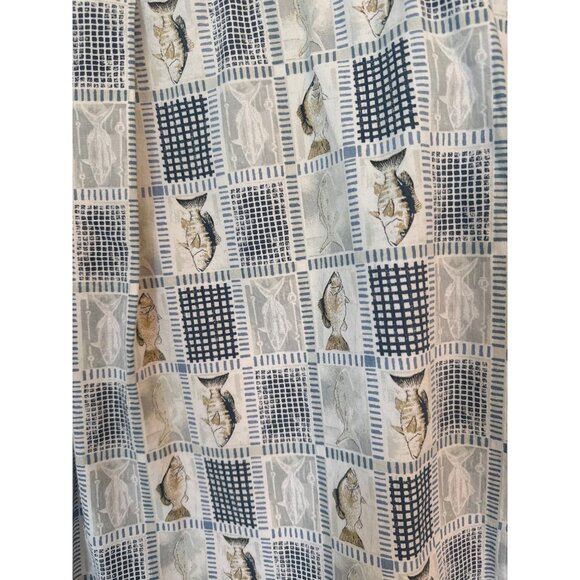 Field & Stream Button Up Shirt XL Fish Print Short Sleeve Blue White 100% Cotton - Picture 6 of 6